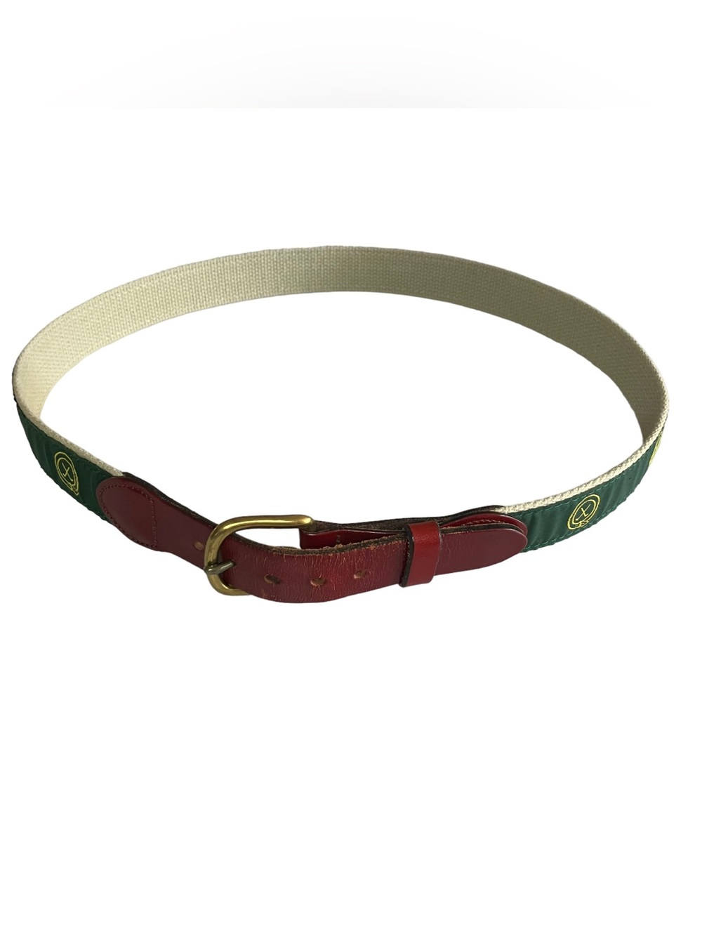 Vintage Leather and Canvas Golf Country Club Belt 36 Ribbon Preppy - Picture 2 of 6